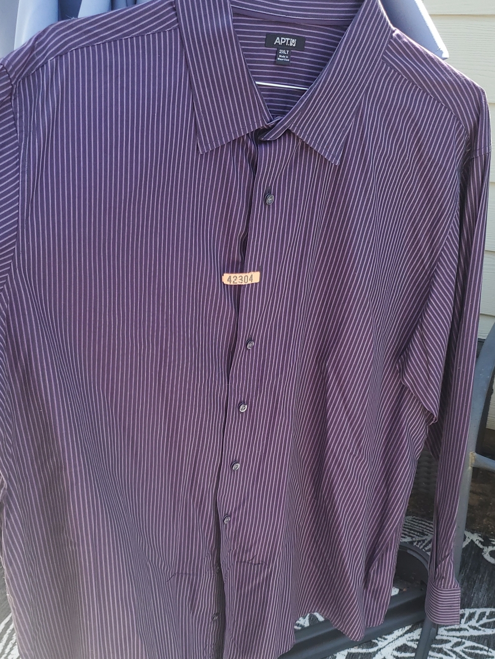 Men's 2XL Apt 9 Deep Purple Pin Striped Dress Shirt